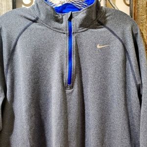 Nike Men's Running 1/4 Zip Dri Fit Blue Long Sleeve Pullover Size XL